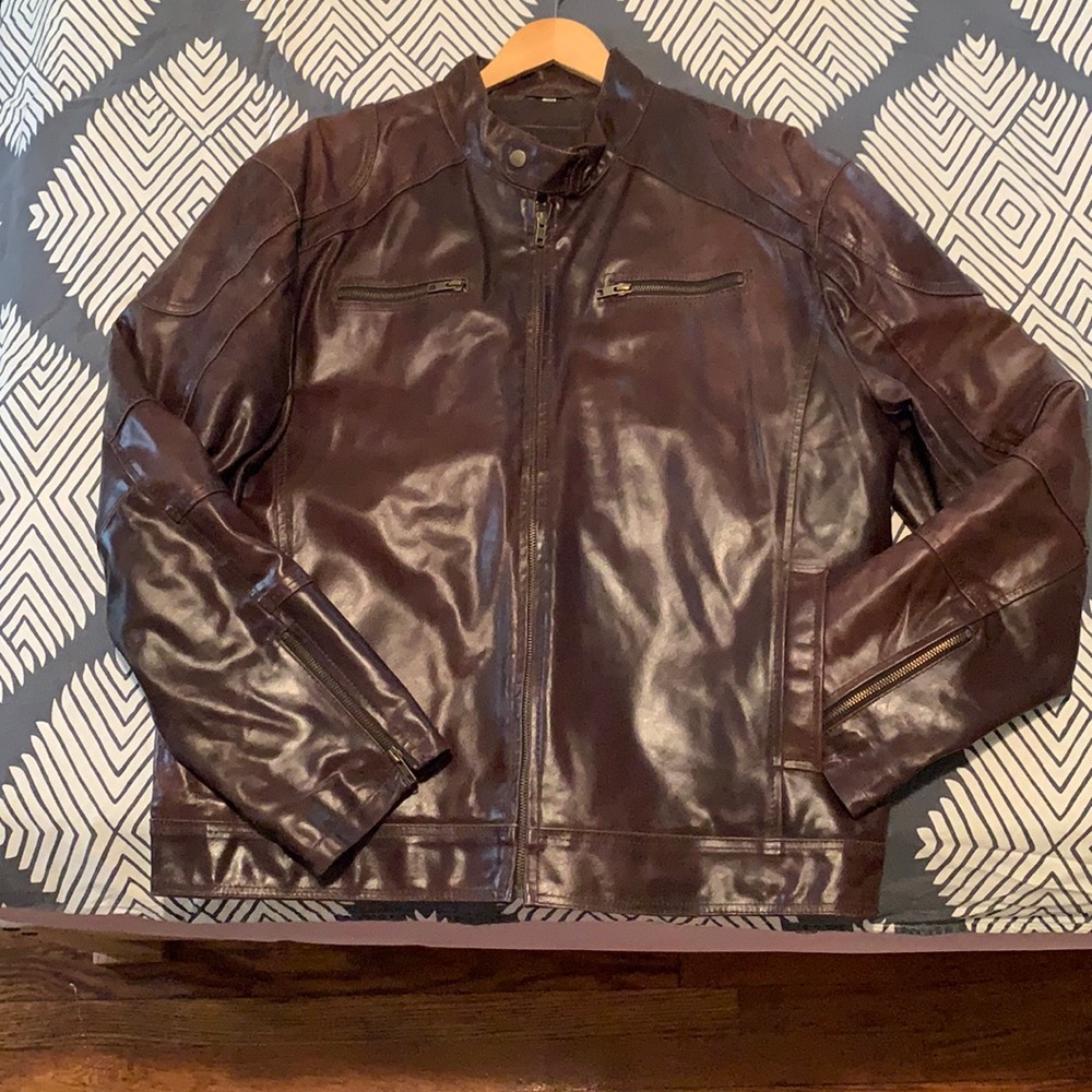 Men’s Brown Leather Moto Jacket